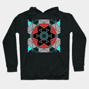 Cartoon Mandala Blue Red and Black Hoodie